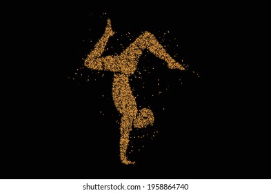 Man practicing yoga pose, 21st june international yoga day, Particle vector illustration.