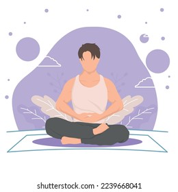 man practicing yoga position character