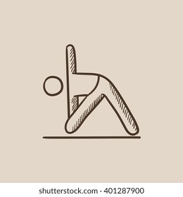 Man practicing yoga sketch icon.