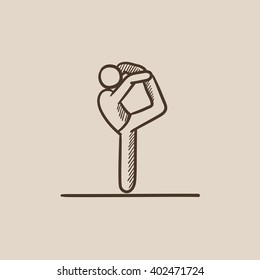 Man practicing yoga sketch icon.