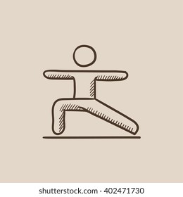 Man practicing yoga sketch icon.