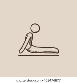 Man practicing yoga sketch icon.