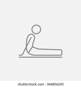 A man practicing yoga upward dog pose line icon for web, mobile and infographics. Vector dark grey icon isolated on light grey background.