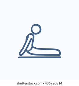 Man practicing yoga upward dog pose vector sketch icon isolated on background. Hand drawn man in yoga upward dog pose icon. Man in yoga upward dog pose sketch icon for infographic, website or app.