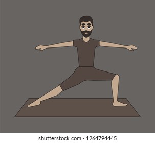 man practicing yoga. vector illustration