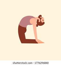 Man practicing yoga vector illustration. People training in yoga position character design