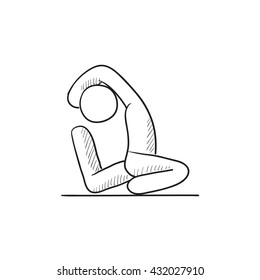 Man practicing yoga vector sketch icon isolated on background. Hand drawn Man practicing yoga icon. Man practicing yoga sketch icon for infographic, website or app.
