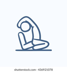 Man practicing yoga vector sketch icon isolated on background. Hand drawn Man practicing yoga icon. Man practicing yoga sketch icon for infographic, website or app.