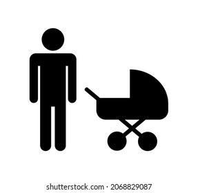 man with a pram on a white background