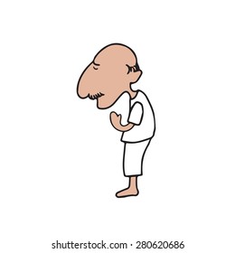 Man pray and meditation cartoon vector