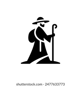 man pray pilgrim religion culture logo vector illustration template design