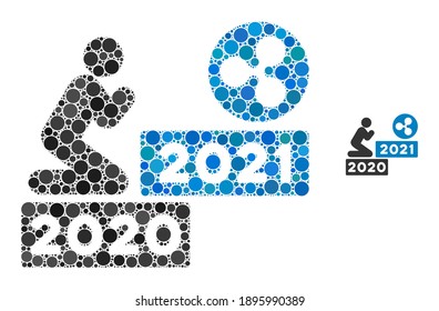 El hombre reza la composición 2021 de elementos de círculo en varios tamaños y tonos de color. Los elementos del círculo vectorial se unen en la composición del rizo del hombre 2021.