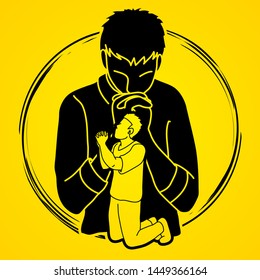 A man prayer cartoon graphic vector.