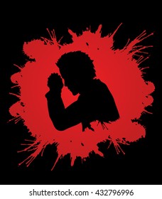 Man prayer designed on grunge blood background graphic vector.