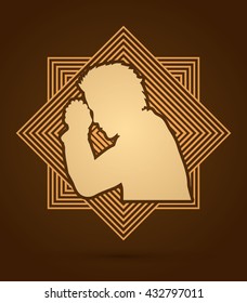 Man prayer designed on line square background graphic vector.