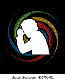 Man prayer designed on spin wheel background graphic vector.