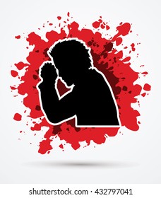 Man prayer designed on splatter blood background graphic vector.