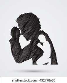 Man prayer designed using black grunge brush graphic vector.