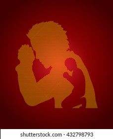 Man prayer designed using dots pixels graphic vector.