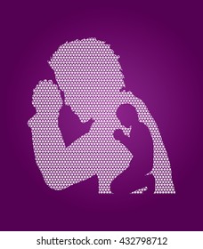 Man prayer designed using geometric pattern graphic vector.