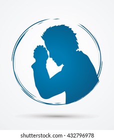 Man prayer graphic vector.