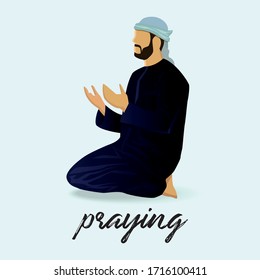 man praying communicating his god flat vector illustration and eps 10 file
