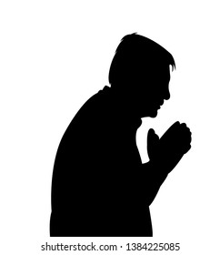 a man praying head silhouette vector