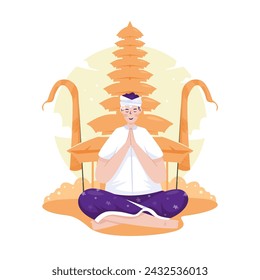 A man is praying hindu worship meditation celebrate Nyepi Day