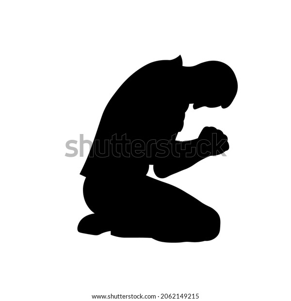 Man Praying On Knees Silhouette Vector Stock Vector (Royalty Free ...