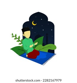 Ein Mann, der auf einer Nacht in Ramadan betete