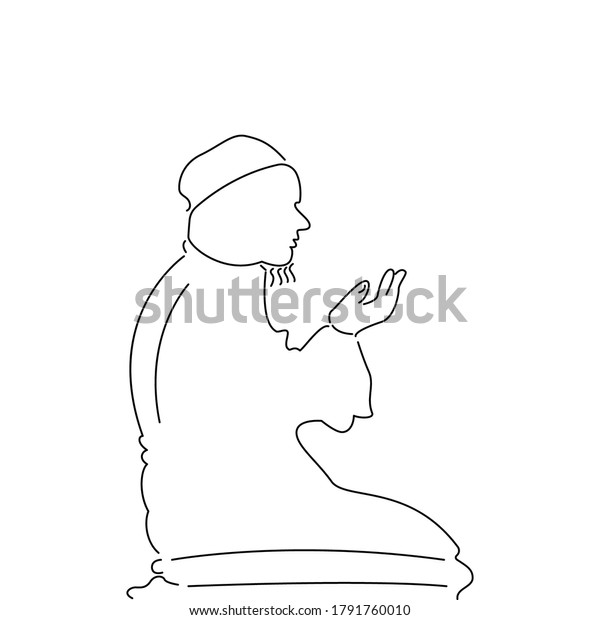 Man Praying On White Background Stock Vector (royalty Free) 1791760010 