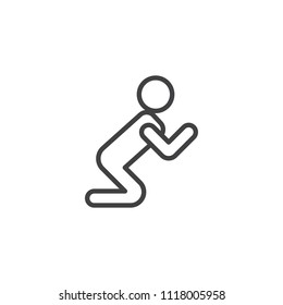 Man praying outline icon. linear style sign for mobile concept and web design. Prayer person simple line vector icon. Religion Symbol, logo illustration. Pixel perfect vector graphics