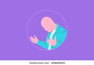 man praying rounded shape vector