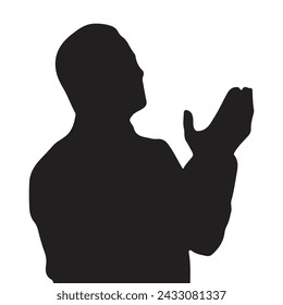 Hombre rezando silueta, ilustración vectorial