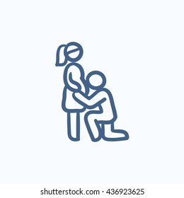 Man with pregnant wife vector sketch icon isolated on background. Hand drawn Man with pregnant wife icon. Man with pregnant wife sketch icon for infographic, website or app.