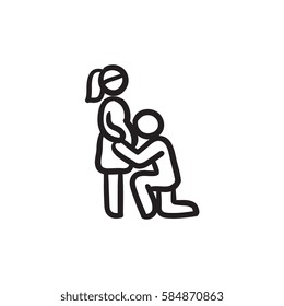 Man with pregnant wife vector sketch icon isolated on background. Hand drawn Man with pregnant wife icon. Man with pregnant wife sketch icon for infographic, website or app.