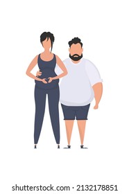 The man and the pregnant woman are depicted in full growth. isolated on white background. Happy pregnancy concept. Vector illustration in a flat style.