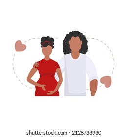 A man and a pregnant woman are depicted waist-deep. isolated. Happy pregnancy concept. Vector illustration in a flat style.