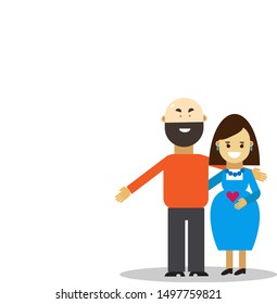 a man and a pregnant woman are expecting a child. young family. vector
