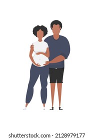 Man and pregnant woman in full growth. isolated. Happy pregnancy concept. Vector illustration in a flat style.