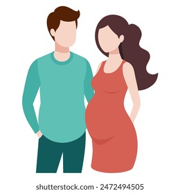 A man and a pregnant woman are standing next to each other, smiling and happy