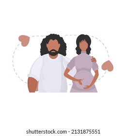 A man and a pregnant woman to the waist. isolated on white background. Happy pregnancy concept. Cute illustration in flat style.