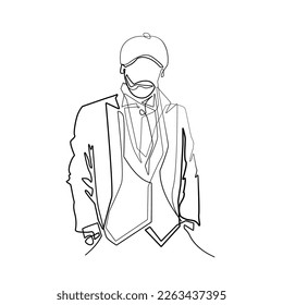 man in premium clothes one line concept. classic men's continuous line. premium men's clothing styles