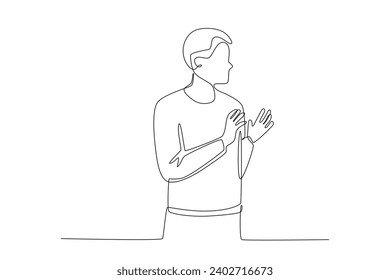 A man prepares to applaud. Applause one-line drawing