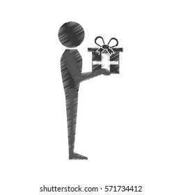 man with present icon design image, vector illustration