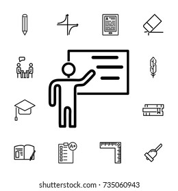 Man presentation icon on white background. set of education icon