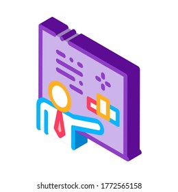 Man Presentation Icon Vector. Isometric Man Presentation sign. color isolated symbol illustration