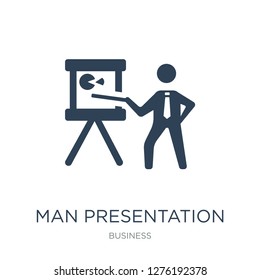 man presentation icon vector on white background, man presentation trendy filled icons from Business collection, man presentation vector illustration