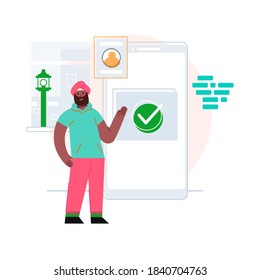 man presenting app concept vector illustration flat design