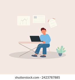 man is presenting goal to client and investor vector illustration simple concept
